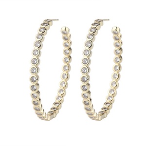Vintage Jewelry Eco-friendly Copper Gold Plated Micro Pave Color Zircon <b>Large</b> <b>Hoop</b> Earrings for Women Bold Sensual Style - Product Image 1