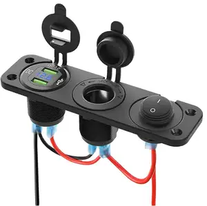 12 V Marine Boot Sigarettenaansteker Socket 3 In 1 Waterdichte Auto Dual Qc3.0 Usb Outlet Paneel 12 Volt Rv Stopcontact Led Display