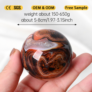 Whosale Natural Healing Crystal <b>Red</b> Black Sardonyx Agate Sphere Balls for Home Decoration - Product Image 3