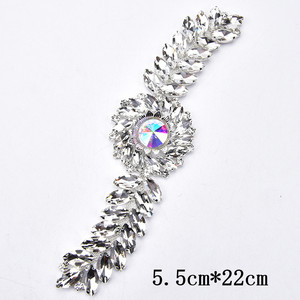 Fantasia Strass fiore Applique in vetro cucire su Marquise tondeggiante toppe di cristallo di Strass per la decorazione della fascia <span class=keywords><strong>da</strong></span> sposa - Product Image 4