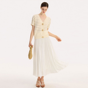 Nuovi Arrivi: Elegante <span class=keywords><strong>Cardigan</strong></span> Estivo Traspirante con Scollo a V, Bottoni Metallici e Dettagli Traforati <span class=keywords><strong>Sexy</strong></span> - Product Image 5