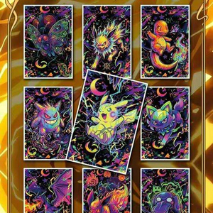 Tarjetas Decorativas con Diseño <span class=keywords><strong>de</strong></span> <span class=keywords><strong>Anime</strong></span> Japonés, Impresión Artística en Papel con Esquinas Cuadradas, Colección <span class=keywords><strong>de</strong></span> <span class=keywords><strong>Pikachu</strong></span>, Charizard y Pokémon - Product Image 4