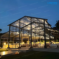 Tente de réception de luxe à toit transparent quatre saisons, double couche, pour mariage, banquet, fête, atrium, structure de cadre personnalisée, couverture en PVC transparent