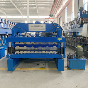High Quality <b>Tile</b> Making Machinery Double Layer Roll Forming Machine Roofing Trapezoidal Model Making Machinery - Product Image 2