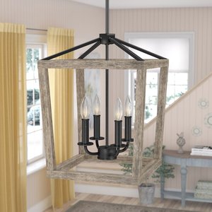 Lanterne rustique en fer forgé antique à 4 lumières, style bougie, pour cuisine, salle à manger, salon - Product Image 6