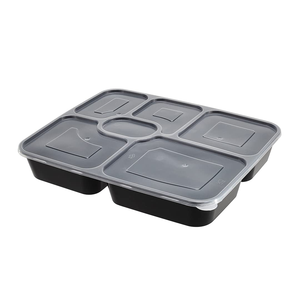 NOVISON Modern <b>Plastic</b> 5-Compartment Meal Prep Container BPA Free Microwavable Disposable Food Storage with Lid - Product Image 5