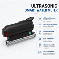 Medidor de Agua Ultrasónico Inteligente para Ciudad Inteligente, IP68 Clase 2 R1000 LCD con RS-485 M-BUS y Módulo Inalámbrico LoRaWAN Opcional