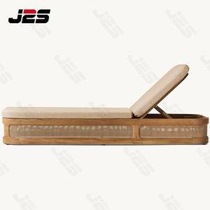 Chaise longue <span class=keywords><strong>de</strong></span> luxe moderne ergonomique à cadre incurvé pour l'extérieur, en teck, avec dossier réglable, coussin imperméable, garantie 5-8 ans - Product Image 3