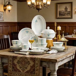 Service de table de luxe Sweet Cupid en porcelaine haute blancheur, 58 pièces, comprenant bols <span class=keywords><strong>et</strong></span> assiettes, idéal pour mariages, banquets <span class=keywords><strong>et</strong></span> occasions festives - Product Image 3