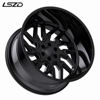 Jantes tout-terrain LSDZ 20 22 pouces Flow Formed Noir Brillant 8x170 8x180 6x139.7 pour Ford F150 F250 Silverado Ram 2500