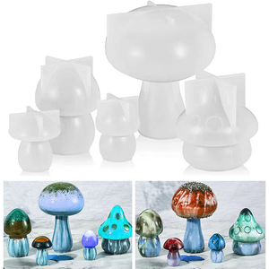 5pcs Mushroom Resin Silicone Mold Set, Suitable for Resin Casting Kits, Desktop Ornaments, and Multi-functional Storage