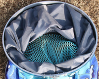 Épuisette de pêche portable en nylon à longueur personnalisable, pliable, avec piquet de fixation au sol pour la pêche en eau douce