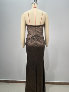 A10981 elegante túnica de sirena para mujer perla lentejuelas vestido de noche de lujo para graduación hasta el suelo sin tirantes mangas flores - Product Image 4