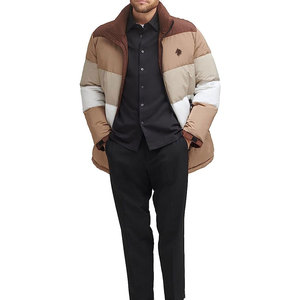 เสื้อแจ็คเก็ตกันลมมีฮู้ดสำหรับผู้ชายผ้าเดนิมกันลมมีฮู้ดปกสูงสำหรับฤดูหนาวดีไซน์โลโก้แบบปรับแต่งได้ - Product Image 3