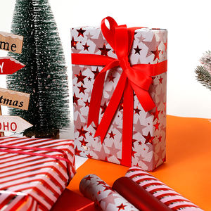 Papel de regalo de estrella de Navidad de nuevo diseño 43*300 cm rollo de papel metálico embalaje - Product Image 4