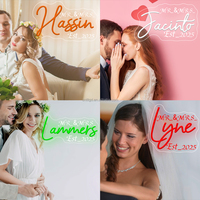 Enseigne néon LED personnalisée pour mariage MR & MRS, enseigne néon en acrylique avec nom personnalisé pour décoration murale de fête de mariage, cadeau