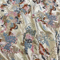 Base en velours avec cristal brodé tissu pour automne hiver Robe Robe coton veste gilet manteau lourd Floral brodé