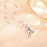 Vente en gros mode cz 925 bijoux en argent sterling minuscules femmes initiale personnalisée alphabet lettre collier pendentif