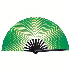 Éventail portable en bambou de 33 cm, grand modèle ZPB, à lettres grecques, style art populaire classique, pour sororité, avec effet de craquement - Product Image 4