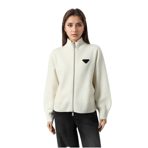 Áo khoác cardigan len 100% cổ giả, khóa kéo đôi, kiểu dáng thường ngày, thiết kế riêng, mùa đông, Giáng sinh dành cho nữ - Product Image 1