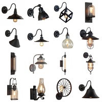 Lampe murale LED décorative de style industriel rétro américain en fer forgé pour bars, restaurants, cafés, cybercafés, couloirs