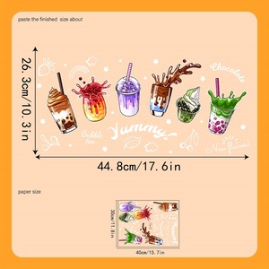 <span class=keywords><strong>Adesivi</strong></span> Statici in PVC Senza Colla a Tema Caffè e Dessert Dipinti a Mano da Yanxi Factory <span class=keywords><strong>per</strong></span> Vetrine di Caffetterie, Panetterie, Negozi e Case - Product Image 4