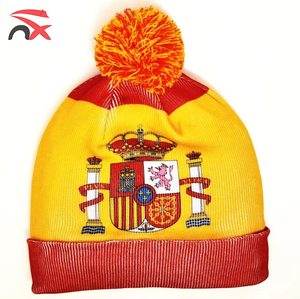 Gorro de Punto con Bola, Tejido con Fibras Acrílicas, Bandera Nacional de Finlandia, Hecho <span class=keywords><strong>en</strong></span> China, para Mantener el Calor - Product Image 5