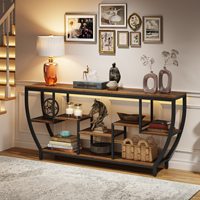 Meubles de salon Tribesigns, style moderne, accent industriel, table console derrière le canapé de 180 cm, grande, avec rangement