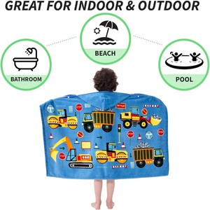 Serviette de bain à capuche pour enfants de haute qualité, 100 % coton, absorbante, motif animal de dessin animé, serviette de natation portable pour enfants - Product Image 5