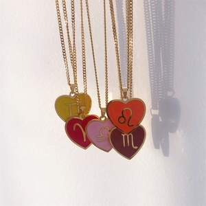 Collar con colgante de acero chapado en oro de 18K para mujer, cadena con colgante de 12 del zodiaco, esmalte colorido, joyería <span class=keywords><strong>2023</strong></span> - Product Image 2