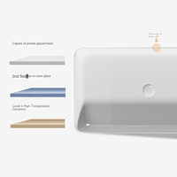 Évier de comptoir en céramique blanche, style B, 600x340mm, lavabo rectangulaire pour projet de décoration de salle de bain d'hôtel