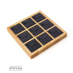 Comptoir en bois en bambou Pu, pour présentoir de bijoux empilables, plateau en daim - Product Image 5
