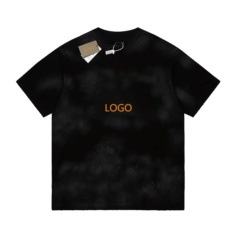 T-shirt CRYPTO en jersey vintage à col rond unisexe de qualité supérieure, effet sale usé, surdimensionné en noir délavé
