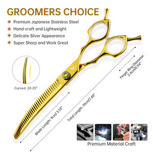 Tesoura japonesa 440c para animais de estimação, escova de peixe curvada em forma de espinha de peixe/Dense, de 7,5 polegadas, dourada, para cuidados com animais de estimação - Product Image 6