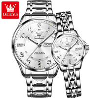 OLEVS 2910 Montre à quartz pour homme et femme, tendance, de haute qualité, étanche, en acier inoxydable, avec calendrier, vente chaude