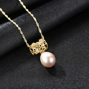S925 Sterling Silver <b>Necklace</b> with Natural Freshwater Pearl and 3A Zirconia Fashion Jewelry with Openwork Design - Product Image 3