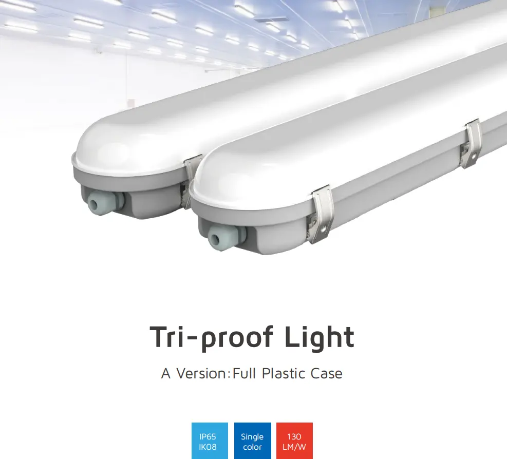 Led Triproof Light Ip65 20w 40w 50w 75w T8 Tube fluorescent Waterproof Lamp linear tri-proof fixture