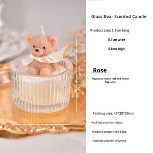 Candela Aromaterapica Artigianale in Cera di Soia in Bicchiere di Vetro a Forma di Orso, Regalo di Compleanno di Nicchia di Alta Gamma, Decorazione per la Casa, Ornamento, Vendita all'Ingrosso - Product Image 6