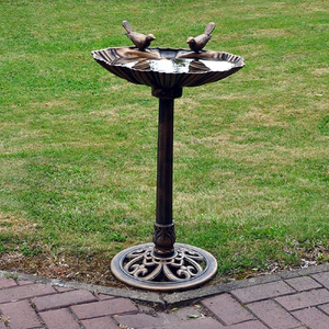 Antique Bronze Plastic <strong>Bird</strong> <strong>Bath</strong> Freestanding Outdoor <strong>Pedestal</strong> Bowl <strong>Bird</strong> <strong>Bath</strong> with 2 <strong>Birds</strong> - Product Image 4