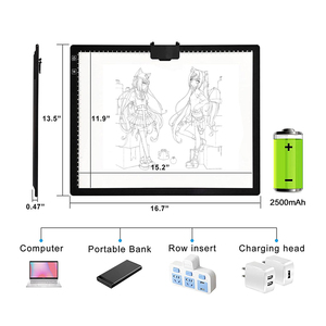 JSK Hot LED Boîte à lumière traçante Pochoir Dessin Dessin Dimmable A3 LED Copying Board Rechargeable LED Light Pad avec support - Product Image 2