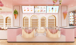 Tendance Design d'Intérieur Personnalisé pour Magasin de Sucreries, Comptoir Vitrine Mobilier pour Magasin de <span class=keywords><strong>Yaourt</strong></span> Glacé Rose - Product Image 5