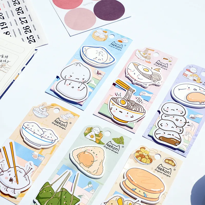 Nekoni 귀여운 메모 메모 패드 Kawaii 전통 음식 이미지 셀프 스틱 노트 패드 종이 색인 책갈피 핫 세일 스티커 메모 패드