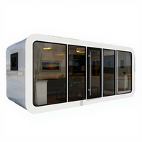 Capsule spatiale préfabriquée moderne modulaire mobile, cabine Apple avec façade vitrée isolée, maison préfabriquée pour bureau et usage extérieur