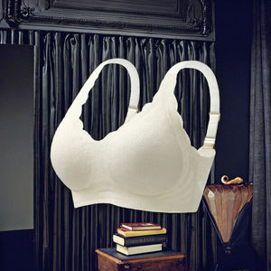 Sujetador inalámbrico push-up de encaje tejido con copa 3/4, talla grande para mujer, 6XL, con tirantes anchos, alta elasticidad, espalda en U, transpirable, con efecto de realce y corte láser - Product Image 3