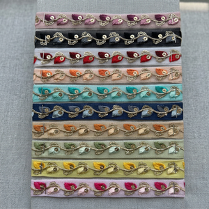 Custom Floral Lace Trim Embroidered Organza Tape Beaded <b>Ribbon</b> for Bridalwear <b>Wedding</b> Dress Home Textile Garment Decoration and - Product Image 2