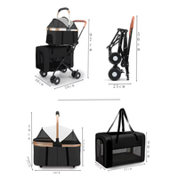 Grand Poussette d'Escalade pour Chats Jumeaux, 360 Poussettes de Couche de Vue, Chariot à 4 Roues, Poussette pour Chat pour Grand Petit Chien