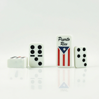 Jeu de dominos Double Six 50mm*25mm*10mm avec blocs drapeau Porto Rico, boîte en acrylique, pour table de billard intérieure, haute qualité, écologique