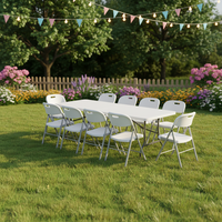 Table pliante rectangulaire populaire de 8 pieds en plastique HDPE blanc pour événements intérieurs/extérieurs, fêtes, mariages, pique-niques et repas
