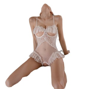 Body de gasa sexy sin entrepierna con tirantes de realce, transparente, con control ligero, lencería y disfraz para mujer - Product Image 4