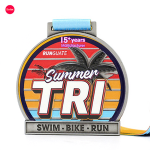 Medallas de Triatlón de Alta Calidad en Metal <span class=keywords><strong>para</strong></span> Deportes, Carreras, Natación y Ciclismo, Personalizables con Logotipo, Medallas de <span class=keywords><strong>Ironman</strong></span>, Medallas de Finalista, Medallas Grabadas - Product Image 1